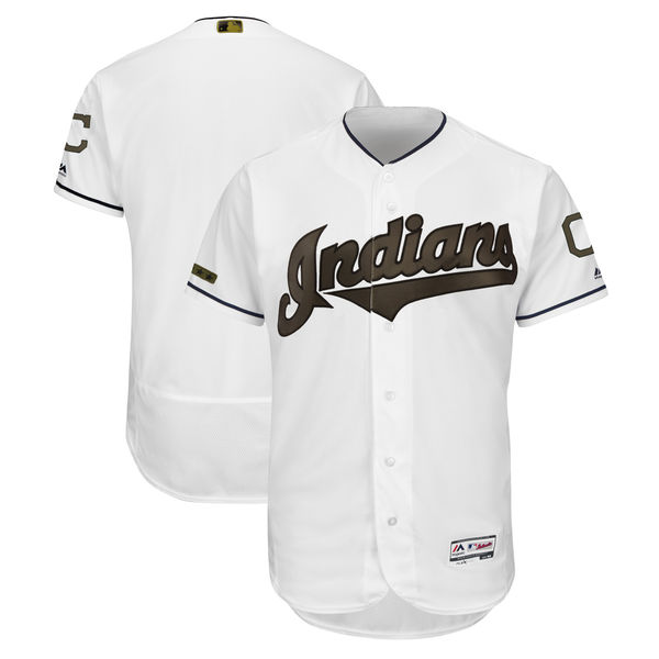 Men's Cleveland Indians Blank White 2018 Memorial Day Flexbase Stitched MLB Jersey